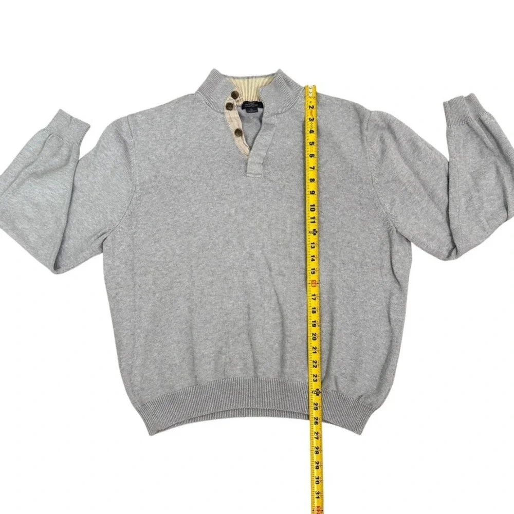 Brooks Brothers 346 Supima Cotton Button Mock Neck Pullover Sweater Mens XL Gray - Picture 4 of 5